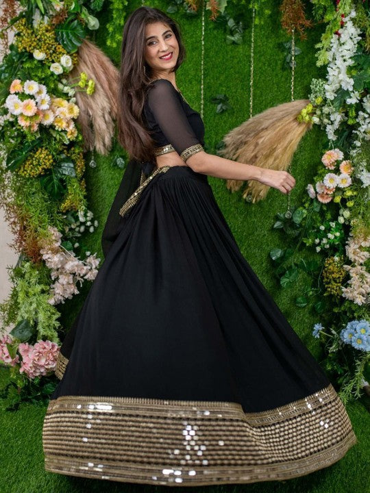Embroidered Semi-Stitched Lehenga & Unstitched Blouse With Dupatta-4
