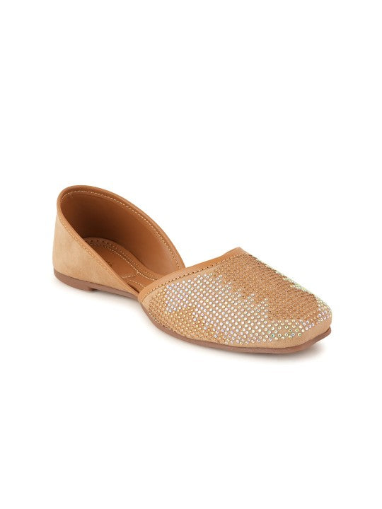 Embellished Diamond Design Mojari Flats-5