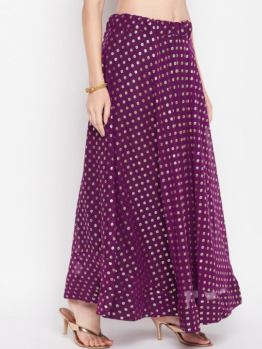 Printed Flared Maxi Skirt-5