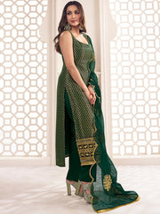 Zari Woven Embroidered Straight Kurta Set