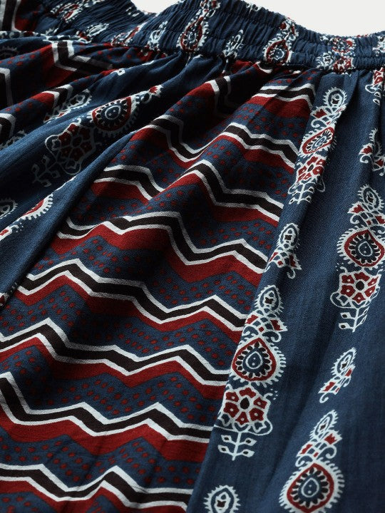 Anayna Women Printed A-Line Flared Cotton Maxi Skirt-5