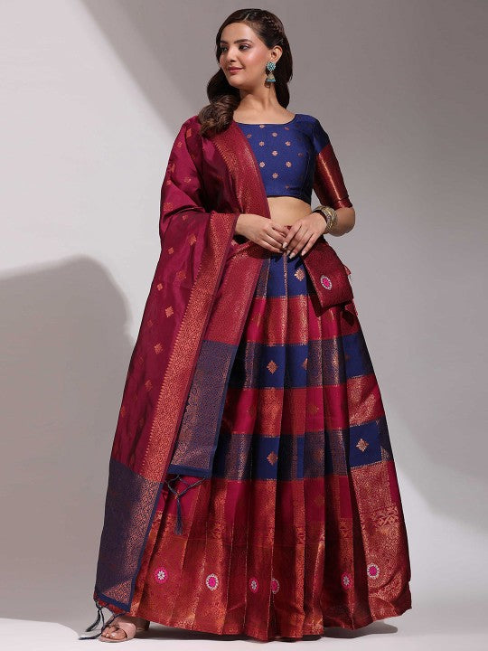 Woven Design Semi-Stitched Lehenga Choli With Dupatta-8