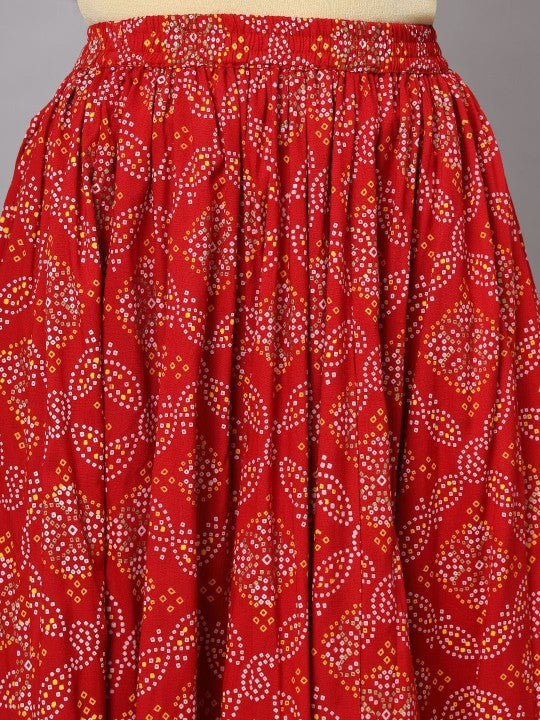 Printed Flared Maxi Skirt-5