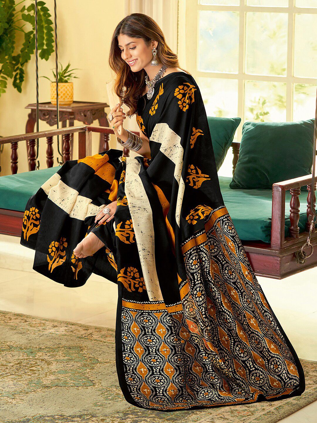 Bagh Printed Dabu Saree