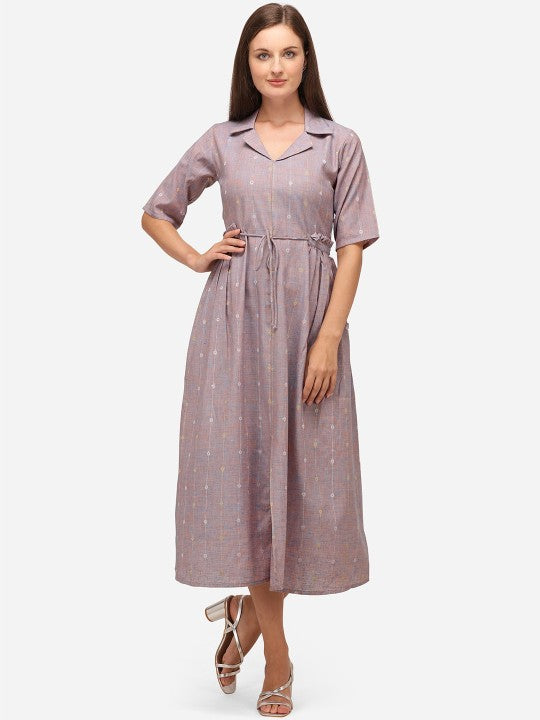 Pure Cotton Design Printed Midi Dress