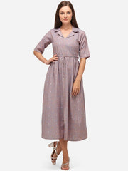 Pure Cotton Design Printed Midi Dress