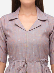 Pure Cotton Design Printed Midi Dress