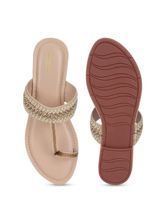 Women Festive Embellished One Toe Flats-13