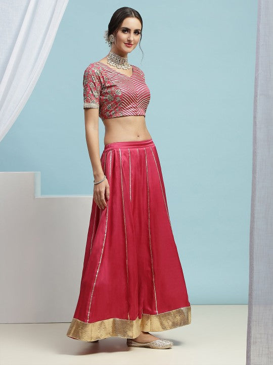 Embroidered V-Neck Ready to Wear Lehenga & Blouse With Dupatta-2