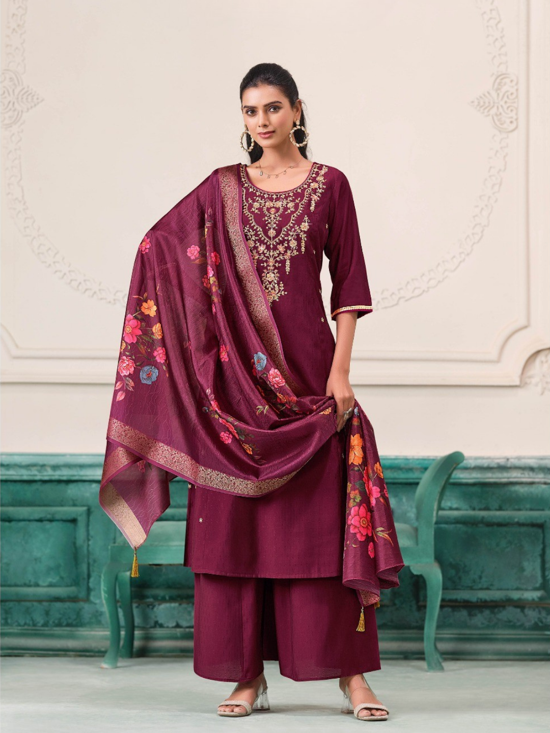 Women’s Serene Bloom Nagris Kurta Set-15