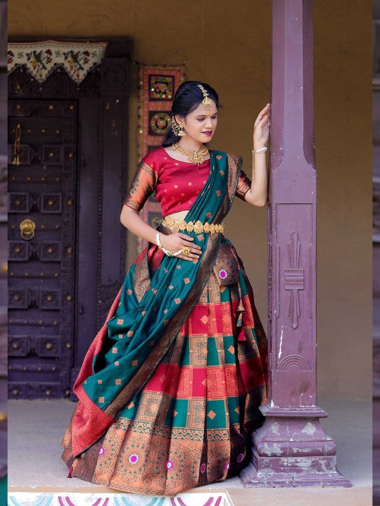 Woven Design Semi-Stitched Lehenga Choli With Dupatta-6