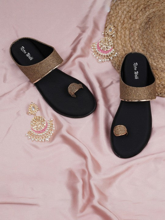Embellished Retro Open Toe Flats