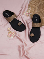 Embellished Retro Open Toe Flats