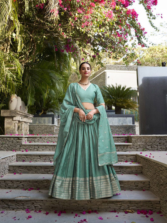 Embellished Ready to Wear Lehenga & Unstitched Blouse With Dupatta-14