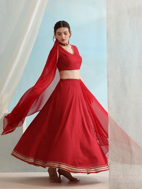 Bandhani Printed Gotta Patti Ready to Wear Lehenga & Blouse With Dupatta-8