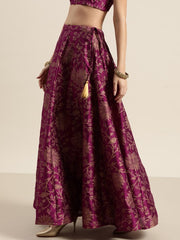 Charming Purple Floral Jacquard Skirt