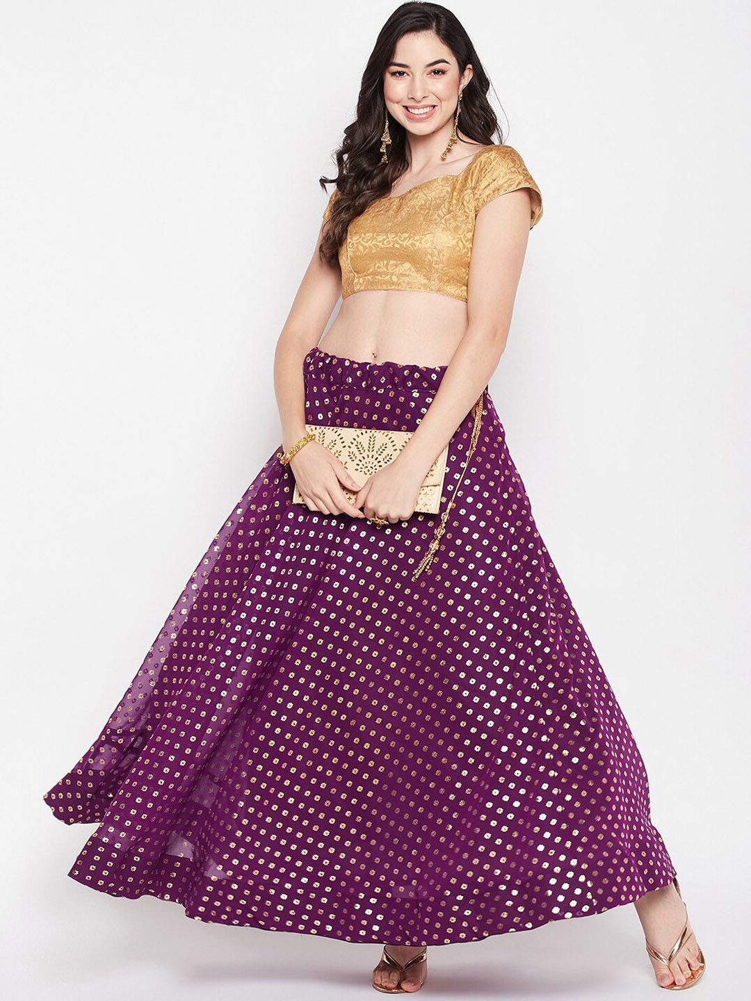 Printed Flared Maxi Skirt-1