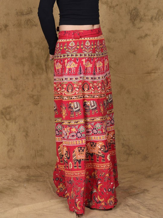 Printed Pure Cotton Wrap-Around Maxi Skirt-3