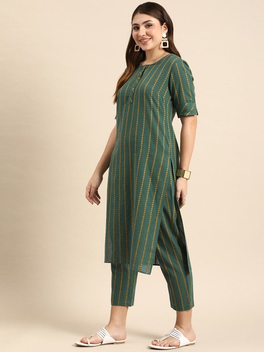 Regular Pure Cotton Kurta with Trousers-3