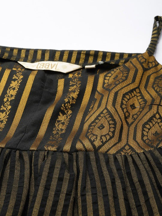 Striped Shoulder Straps Woven Legacy Ethnic Dresses
