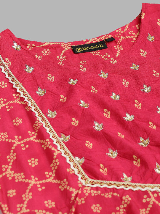 Ethnic Motifs Printed Sequinned Kurta with Palazzos & Dupatta-14