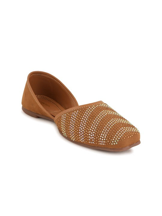 Embellished Stone Mojaris Flats-5