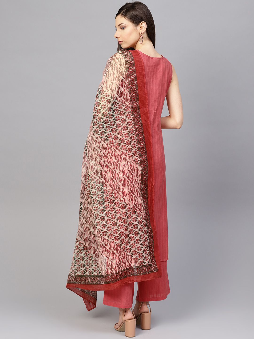 Women Black Ethnic Motifs Pure Cotton Kurta with Palazzos & Dupatta