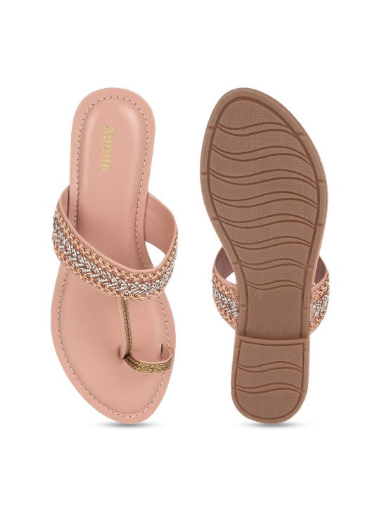 Women Festive Embellished One Toe Flats-2