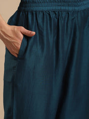 Ethnic Motifs Embroidered Round Neck Straight Kurta With Trouser And Dupatta