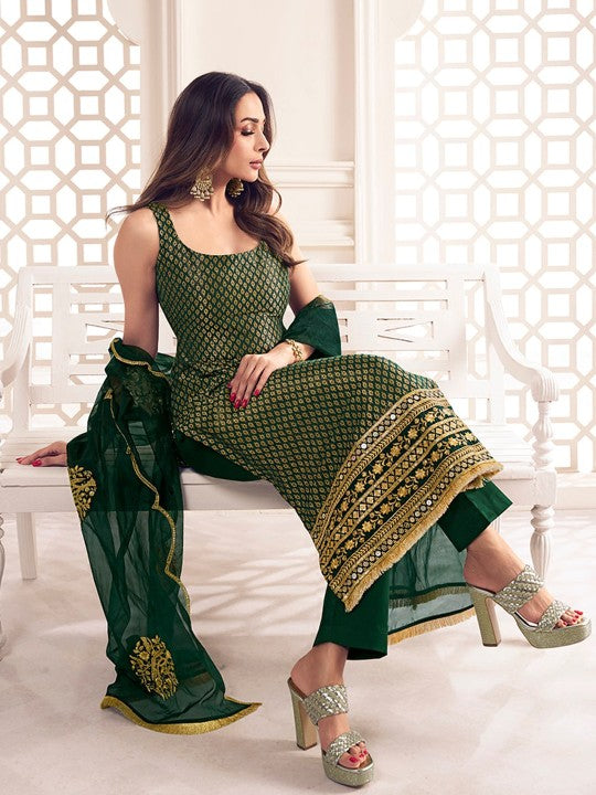 Zari Woven Embroidered Straight Kurta Set-1