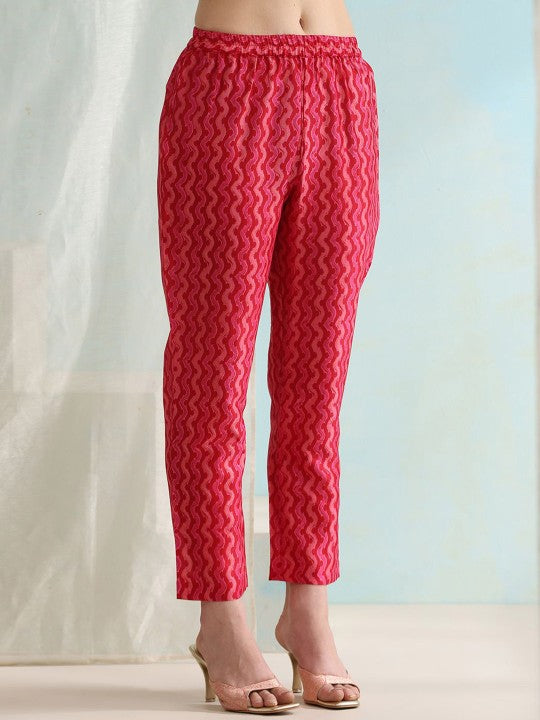 Floral Printed Straight Kurta with Trousers & Dupatta