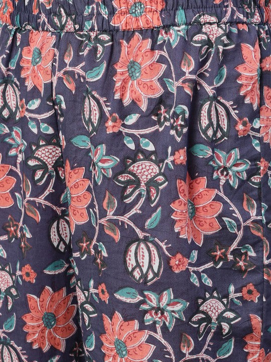 Women Red Floral Printed Kurta With Trouser & Dupatta