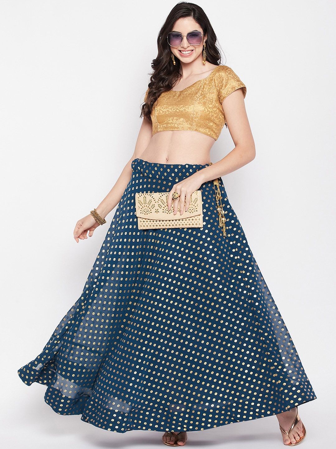 Printed Flared Maxi Skirt-8