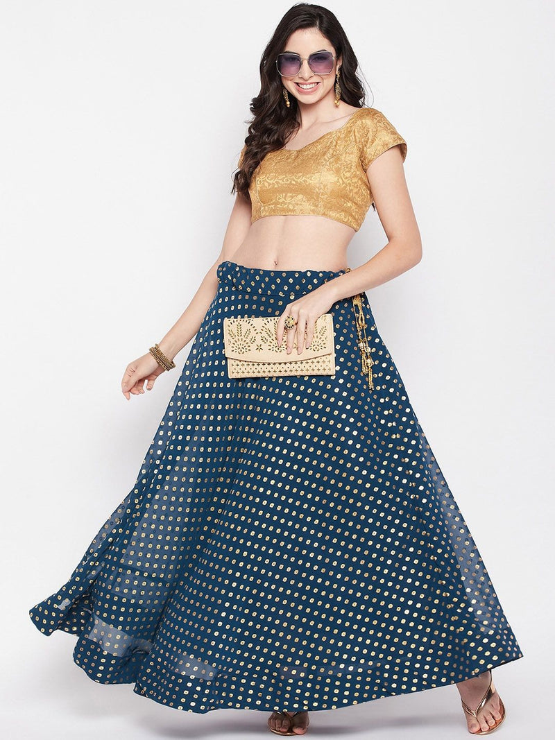 Printed Flared Maxi Skirt-8