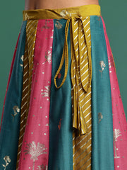 Foil Printed V-Neck Dolman Sleeves Ready to Wear Lehenga Choli