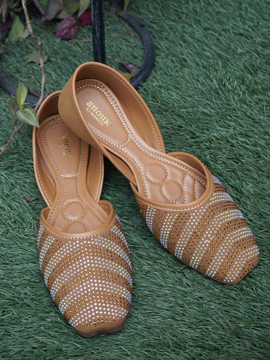 Embellished Stone Mojaris Flats-1