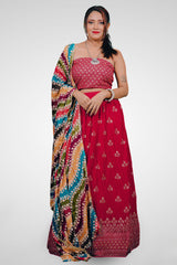 Multicolor Vibrant Floral Semi Stitched  Lehenga Cholis