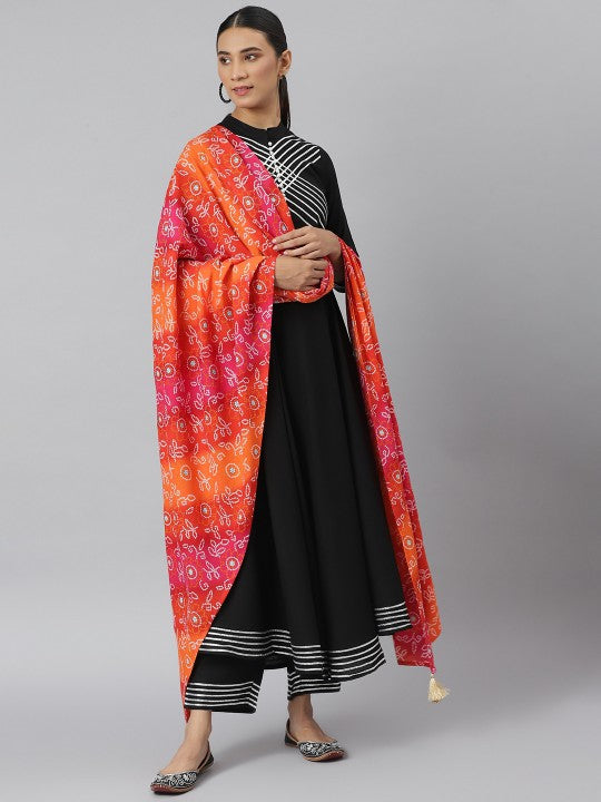 Women White Yoke Design Gotta Patti Kurta with Palazzos & Dupatta-5