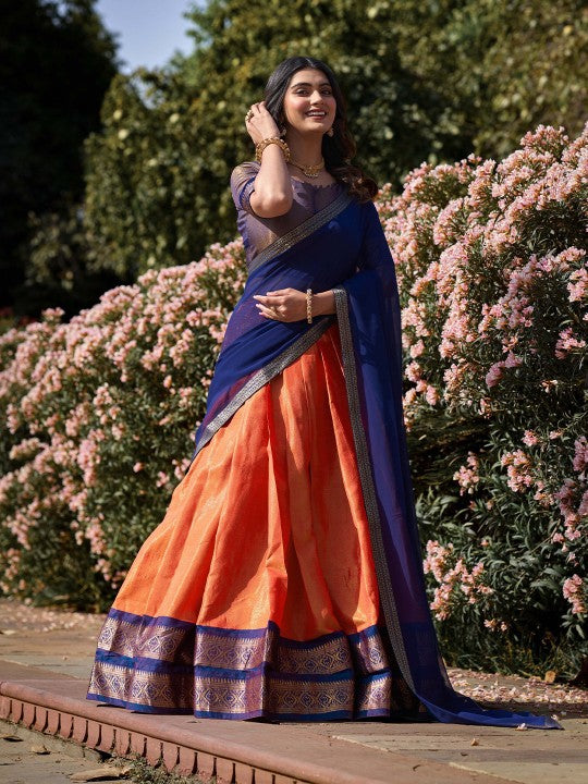 Semi-Stitched Lehenga & Unstitched Blouse With Dupatta-4