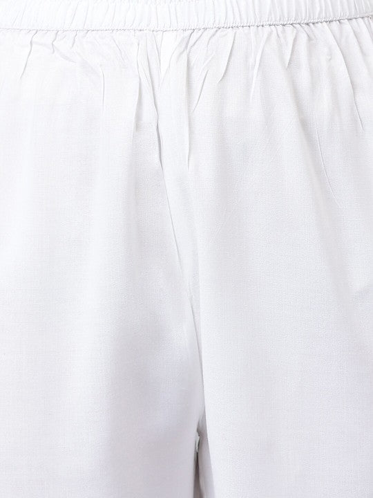 Women White Angrakha Kurta with Palazzos & With Dupatta-3