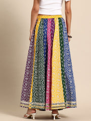 Floral Printed Pure Cotton Flared Maxi Skirt