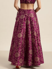 Charming Purple Floral Jacquard Skirt