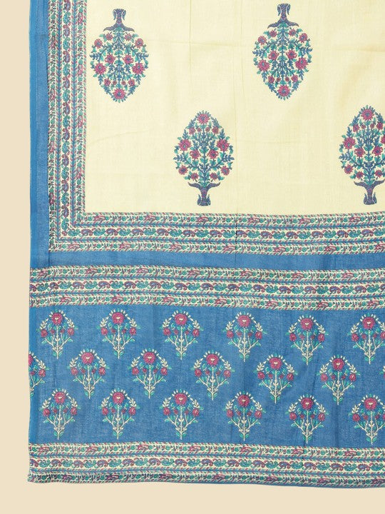 Floral Printed Regular Pure Cotton Kurta With Trousers & Dupatta