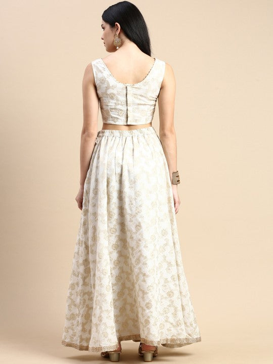 Ethnic Motif Woven Design Flared Maxi Skirt-4