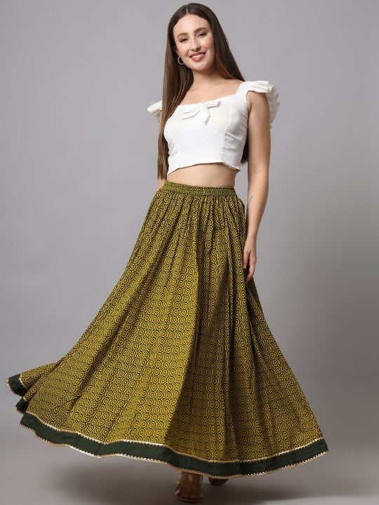 Printed Flared Maxi Skirt-4