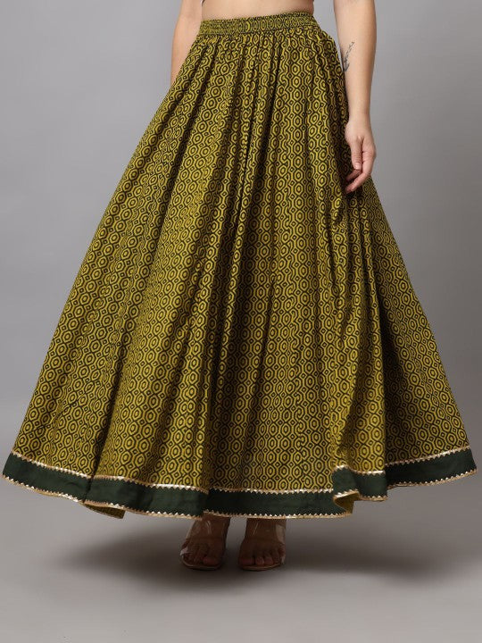 Printed Flared Maxi Skirt-1