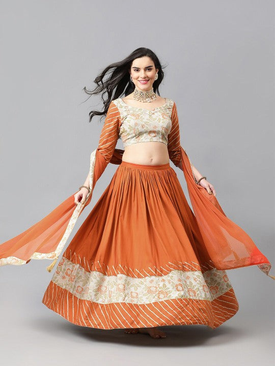 Floral Woven Design Gotta Patti Ready to Wear Lehenga & Blouse With Dupatta-1