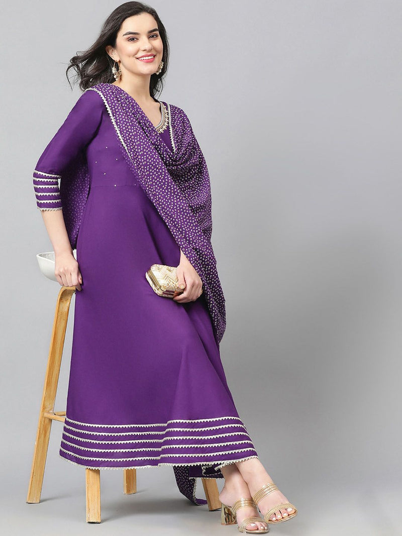 Women Regular Gotta Patti Kurta with Trousers & With Dupatta-12