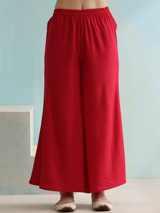 Paisley Printed V-Neck Sleeveless Kurta with Palazzos & With Dupatta-5