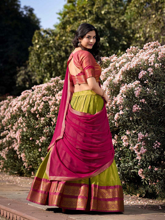 Semi-Stitched Lehenga & Unstitched Blouse With Dupatta-6